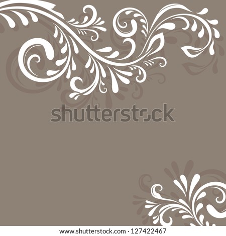Beige vector background with floral ornament and copy space.