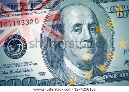 colorful flag of Tuvalu on a american dollar money background
