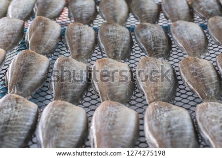 Dried Trichogaster pectoralis fish for cooking on Thai