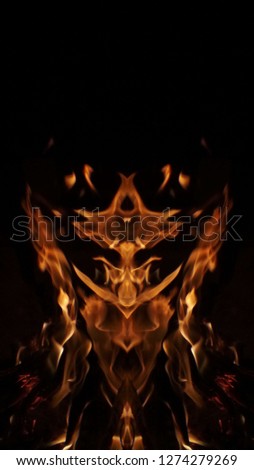 Collection of flames that form beautiful objects on a black background - Image