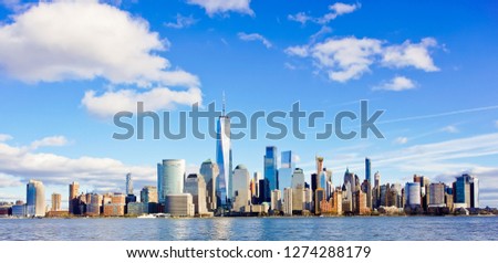 panoramic view of beautiful skyline of lower manhattan new york city usa
