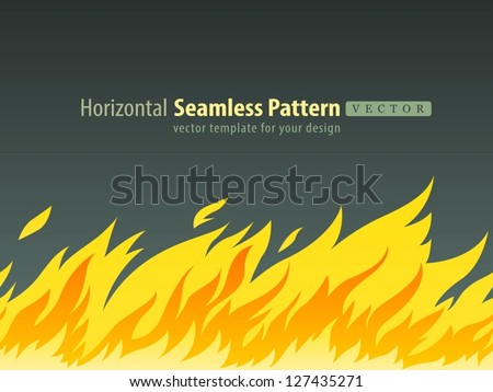 horizontal seamless pattern of burning fire, vector illustration. EPS10. Vector Illustration.