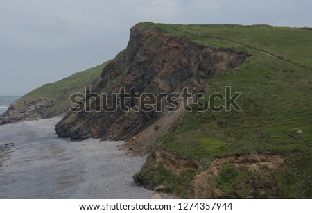 Beech and Cliffs of Millook Haven on the South West Coast Path between Bude and Crackington Haven in Rural Cornwall, England, UK