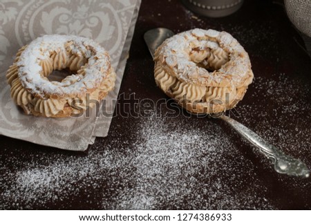 Rustic style picture with French dessert paris -brest