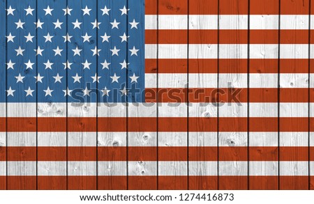 USA flag on wood background 