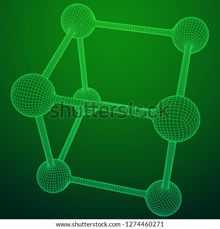 Wireframe Mesh Molecule Grid. Connection Structure. Low poly vector illustration. Science and medical healthcare concept