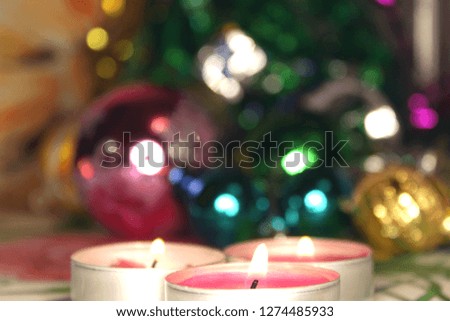 Christmas toys and candles