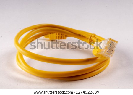 yellow lan wire on white background