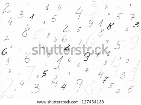  hand painted numbers over white background