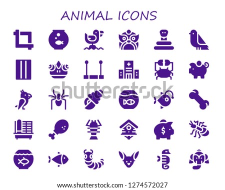  animal icon set. 30 filled animal icons. Simple modern icons about  - Crop, Fishbowl, Seagull, Dragon, Snake, Bird, Inflatable, Chameleon, Trapeze, Hospital, Crab, Piggy bank