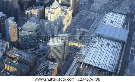 An aerial of Toronto cityscape at dark
