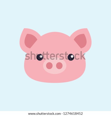 Pig. The haed of a pig. Blue background. Animal. Vector illustration. EPS 10.