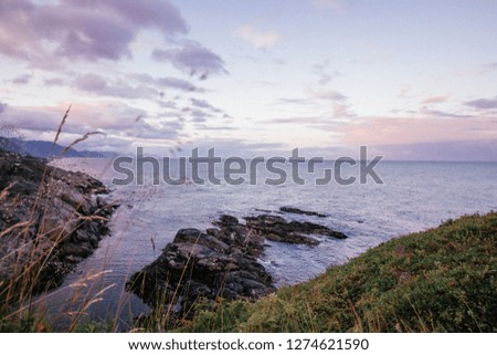 Norwegian coast while sunset