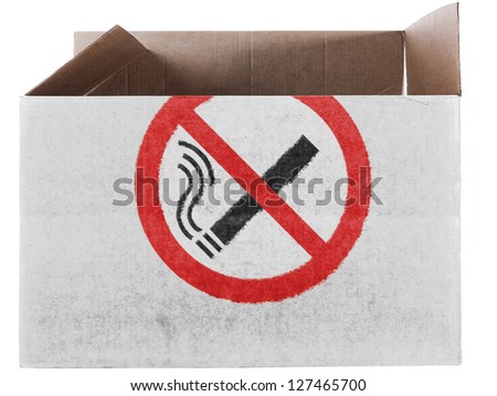 No smoking sign    painted on carton box or package