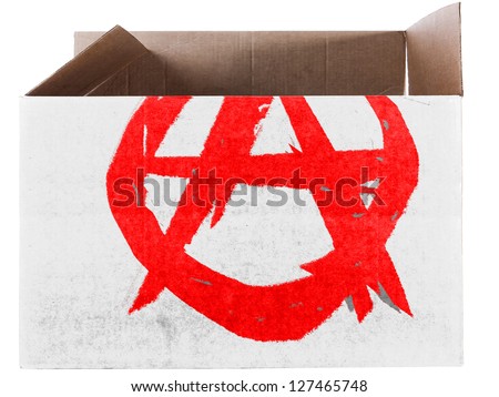 Anarchy symbol   painted on carton box or package