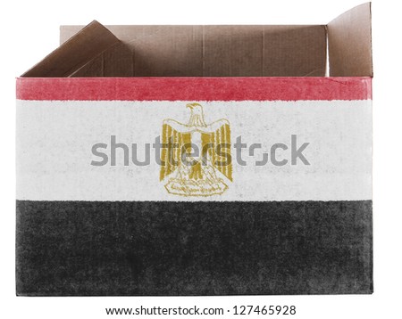 Egypt. Egyptian flag  painted on carton box or package