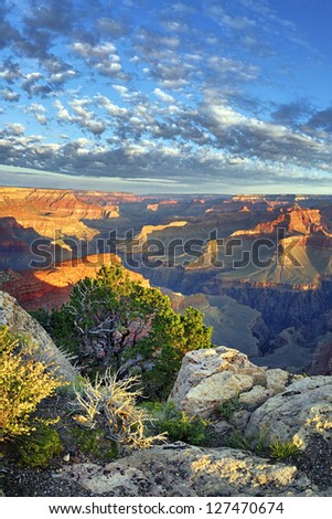 view of famous Grand Canyon at sunrise, USA