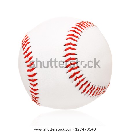 Single baseball ball, isolated on white background