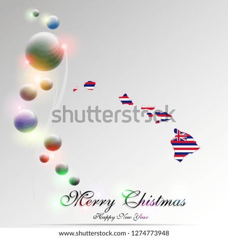 Happy New Year and Merry Christmas Hawaii. Hawaii map in Alaska flag colors. illustration.



