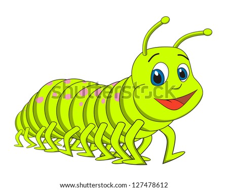 Caterpillar centipede cartoon vector illustration