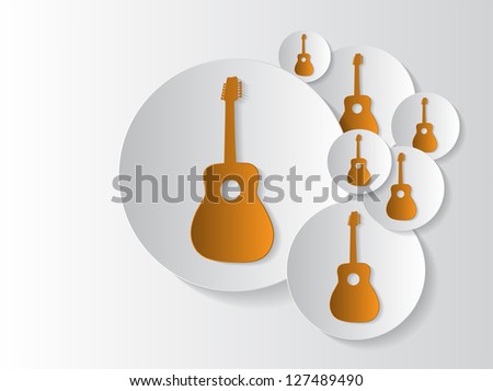 Abstract sticker background with guitar circles and space for text.