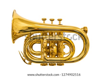 pocket trumpet isolated on white  Royalty-Free Stock Photo #1274902516