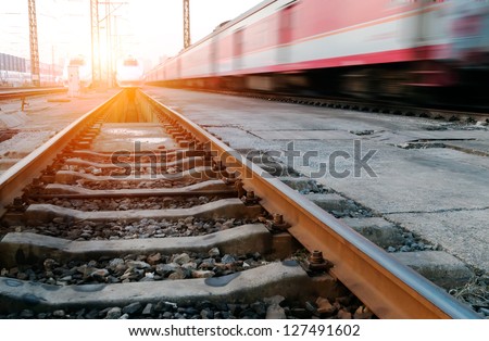 fast moving train Royalty-Free Stock Photo #127491602