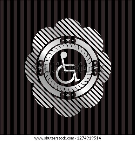 disabled (wheelchair) icon inside silvery shiny badge