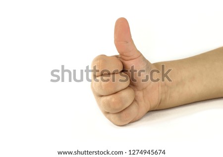 isolated child hand holding an object white