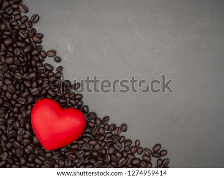 Red Love heart valentine's day banner coffee dark background, Empty space for your text