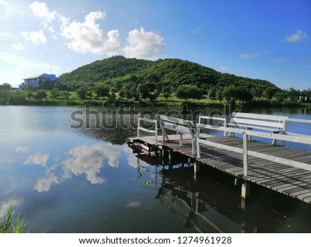 In the morning at the lake area in Chonburi, Thailand