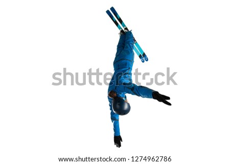 Freestyle aerials skiing isolated on white