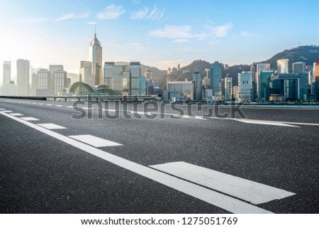 Air highway asphalt road and office building of commercial build