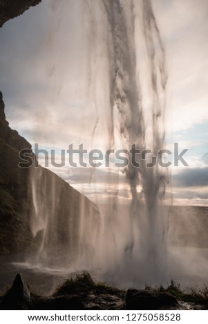 Picturesque waterfall Seljalandsfoss, Iceland. Nordic nature