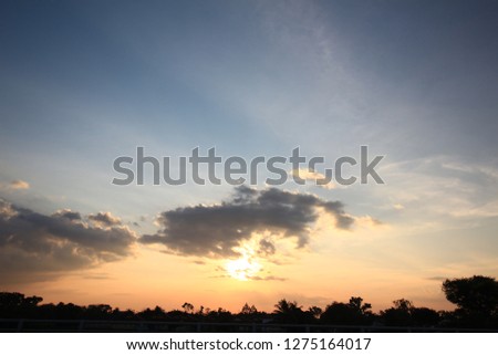 Kedah, Malaysia - December 2018: Beautiful scenery landscape picture of sunset with cloud.