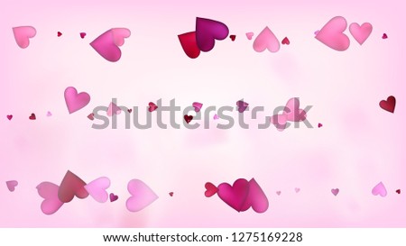 Realistic Hearts Vector Confetti. Valentines Day Wedding Pattern. Modern Gift, Birthday Card, Poster Background Valentines Day Decoration with Falling Down Hearts Confetti. Beautiful Pink Sparkles