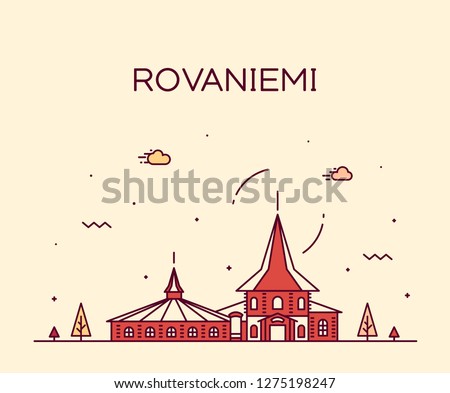 Rovaniemi skyline, Finland. Trendy vector illustration, linear style