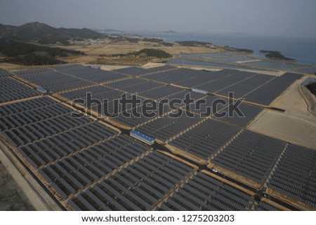 Solar power generation,
aerial photography,
