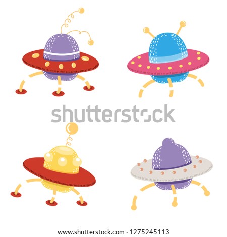 a set of spacecraft, decorative children's stickers or prints