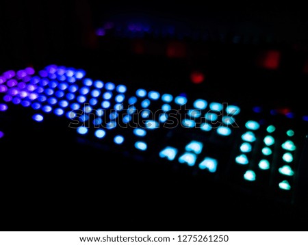 Colorful Bokeh from RGB Gaming Keyboard in a Dark Room