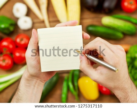 Holding a blank groceries list