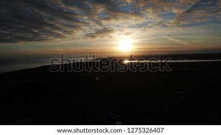 Suffolk coast drone sunset