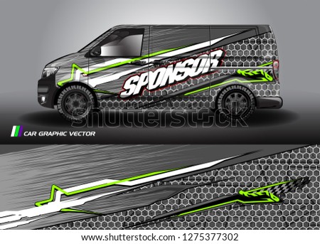 Car decal, truck and cargo van wrap vector. modern abstract stripe background designs for branding and vehicle livery 