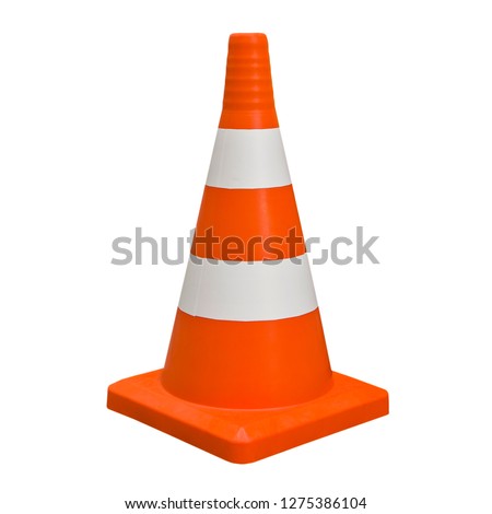 Traffic cones.Orange highway traffic cone with white stripes.Road repair.