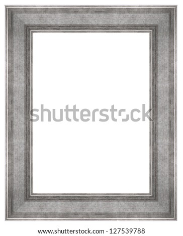 Stylish Silver Frame isolated on white background.