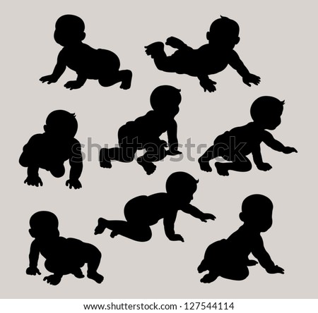 Baby Crawling Silhouettes Set. Very smooth and detail vector. Good use for logo or symbol your company. Easy to edit or change color.