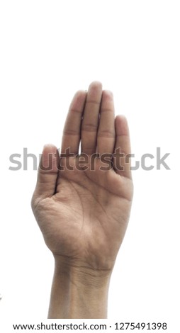 closeup of isolated skin color male hand with white background