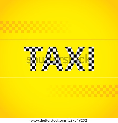Yellow taxi background design with checkered text
