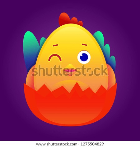 Animation for Chinese greeting cards. cute eye chicks vector 04