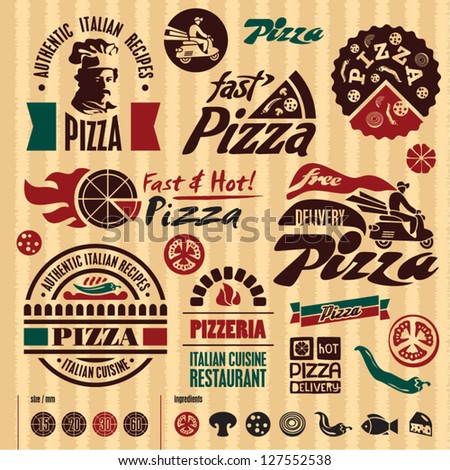 Pizza labels collection.